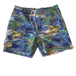 Vintage Polo Ralph Lauren XXL Hawaiian Island Print Swim Trunks